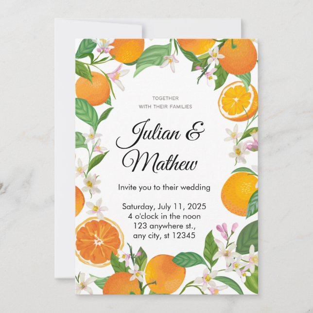 Orange Yellow Wedding Invitation Customise (Front)