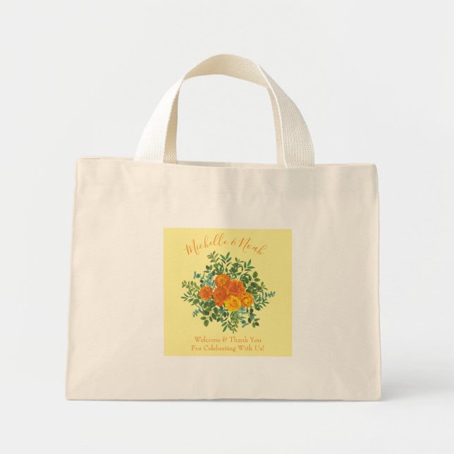 Orange Yellow Wedding Roses Spring Mini Tote Bag (Front)