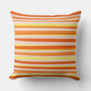 Orange Yellow White Abstract Stripes Cushion