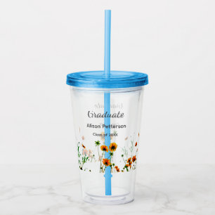 Orange yellow wildflowers modern graduatie rustic acrylic tumbler
