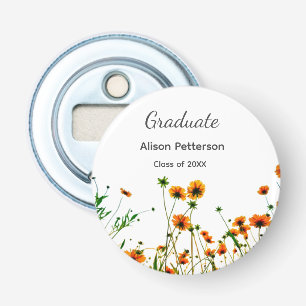 Orange yellow wildflowers modern graduatie rustic bottle opener