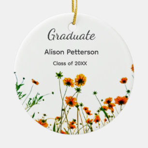 Orange yellow wildflowers modern graduatie rustic ceramic ornament
