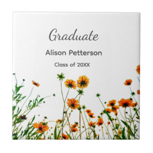 Orange yellow wildflowers modern graduatie rustic ceramic tile
