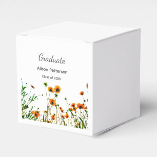 Orange yellow wildflowers modern graduatie rustic favour box