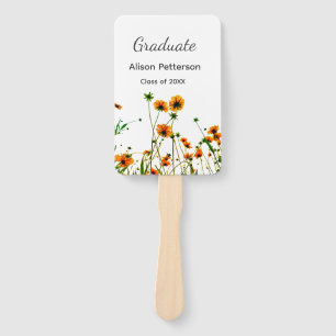 Orange yellow wildflowers modern graduatie rustic hand fan