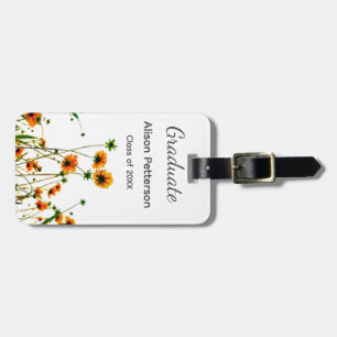 Orange yellow wildflowers modern graduatie rustic luggage tag
