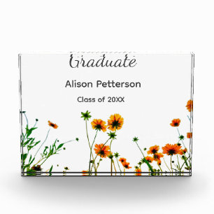 Orange yellow wildflowers modern graduatie rustic photo block