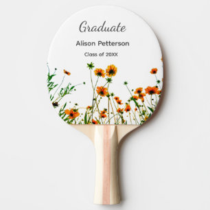 Orange yellow wildflowers modern graduatie rustic ping pong paddle