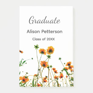 Orange yellow wildflowers modern graduatie rustic post-it notes
