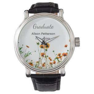 Orange yellow wildflowers modern graduatie rustic watch