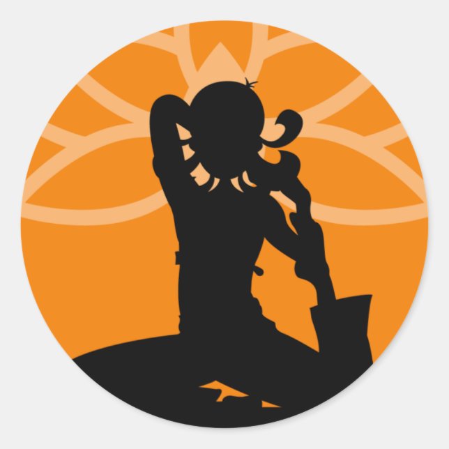 Orange Yoga Silhouette Sticker (Front)