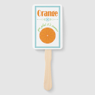 Orange You Glad It's Summer with Blue Border Hand Fan