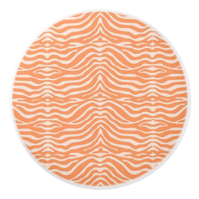 Orange Zebra Pattern Ceramic Knob (Front)