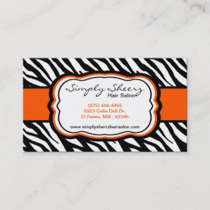 Orange Zebra Print Hair Salon Business Card