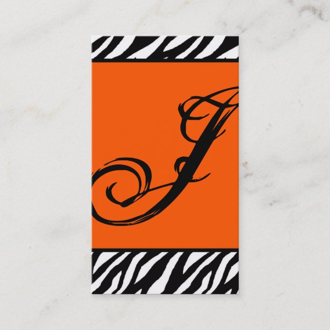 Orange Zebra Print Pattern Business Card (Front)