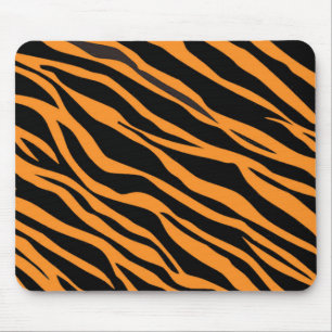 Orange Zebra Striped Mouse Pad