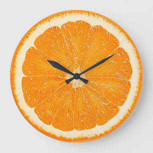 orange zest time large clock