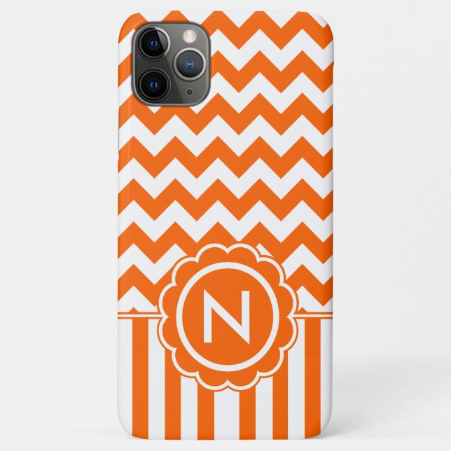 Orange Zig Zag Monogram Case-Mate iPhone Case (Back)