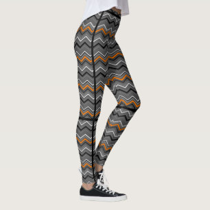 Orange Zig Zag with Black Striping...RSD/CRPS Leggings