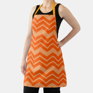 Orange Zigzag Chevron Pattern Design Apron