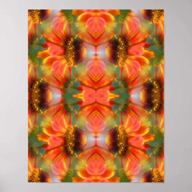 Orange Zinnia Flower Abstract   Poster (Front)