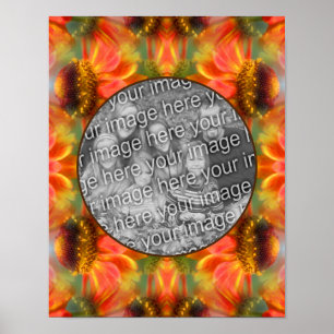 Orange Zinnia Flower Frame Create Your Own Photo Poster