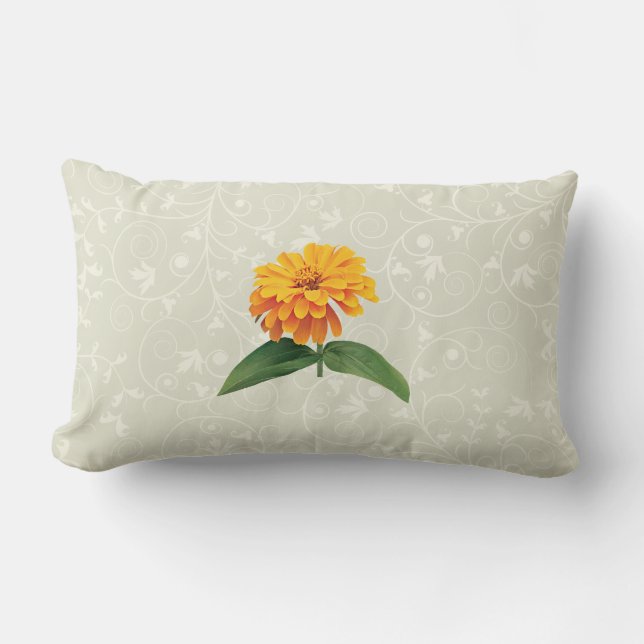 Orange Zinnia Lumbar Cushion (Front)