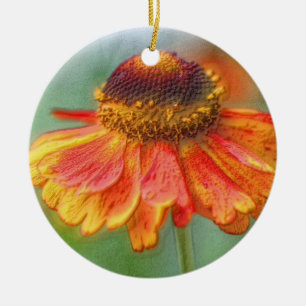 Orange Zinnia Pencil Art Flower Ornament