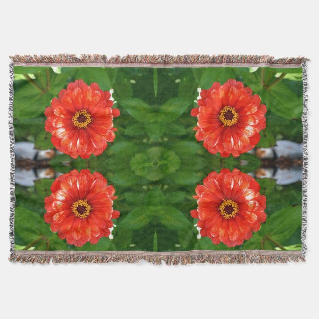 Orange Zinnia Throw Blanket (Front)