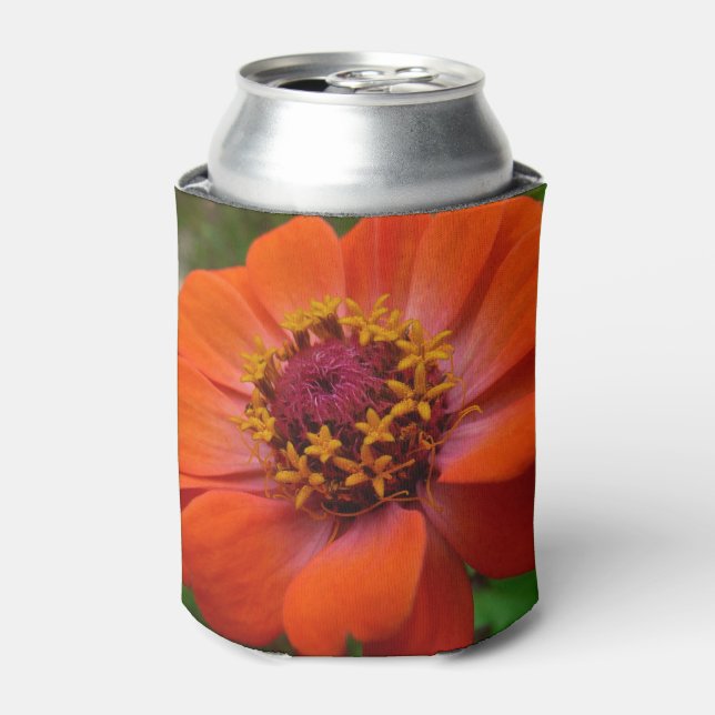 Orange Zinnia Wildflower Nature Floral Can Cooler (Can Front)