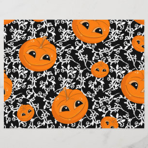 OrangeBlack Halloween Pumpkin Scrapbook Paper