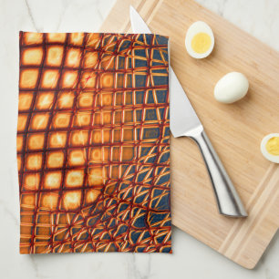 OrangeBrown design that looks like jute net tangle Tea Towel