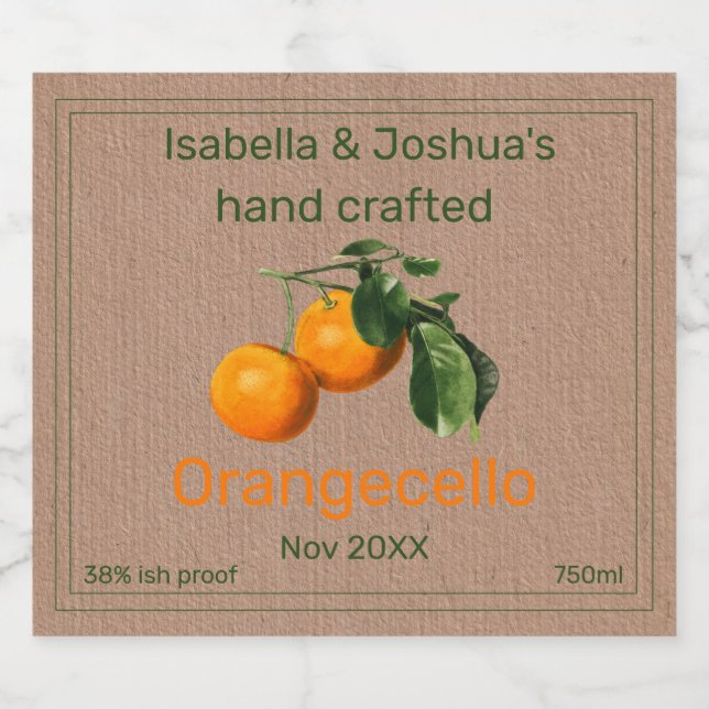 Orangecello label on Kraft Colour Paper  (Single Label)