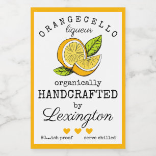 Orangecello Liqueur Label For A Small Bottle