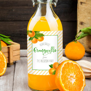 Orangecello watercolor oranges custom name script wine label