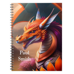 Oranger Drache, fantasievolle Digital Art Notebook