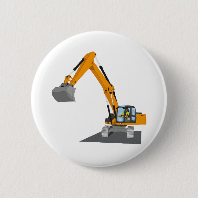 oranger Kettenbagger 6 Cm Round Badge (Front)