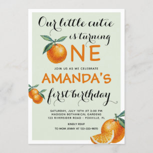 Oranges 1st Birthday a little cutie Invitation