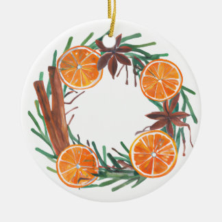 Oranges and cinnamon  ceramic ornament