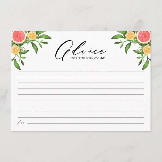 Oranges and Grapefruits Advice for the New Mum Card (Front)