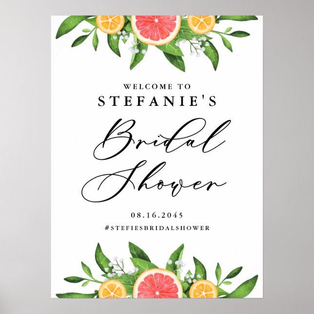 Oranges and Grapefruits Bridal Shower Welcome Poster (Front)