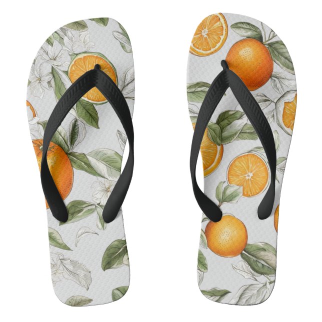 Oranges and leaves motif thongs (Footbed)
