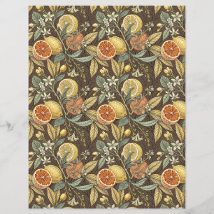 Oranges and lemons bontanic scrapbook paper white
