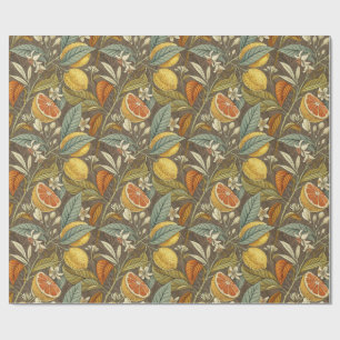 Oranges and lemons bontanic wrapping paper