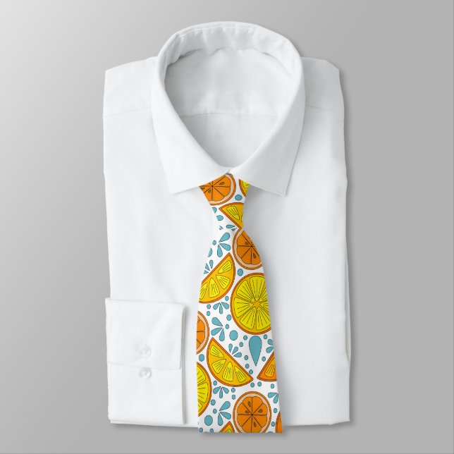 Oranges and lemons - modern and fresh  tie (Tied)