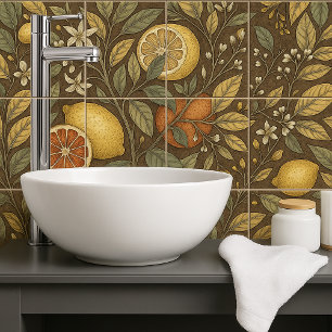 Oranges and lemons vintage style seamless big ceramic tile