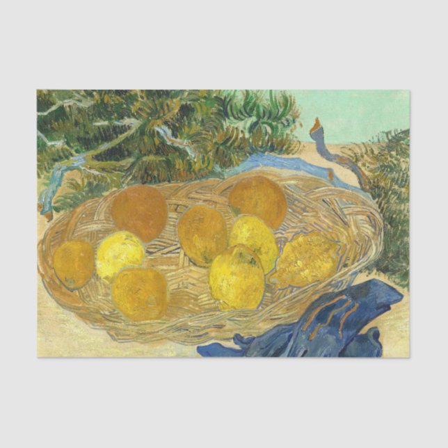  Oranges and Lemons with Blue Gloves by Van Gogh Tissue Paper (Front)