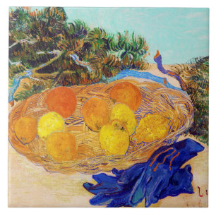 Oranges and Lemons with Blue Gloves, Van Gogh Ceramic Tile