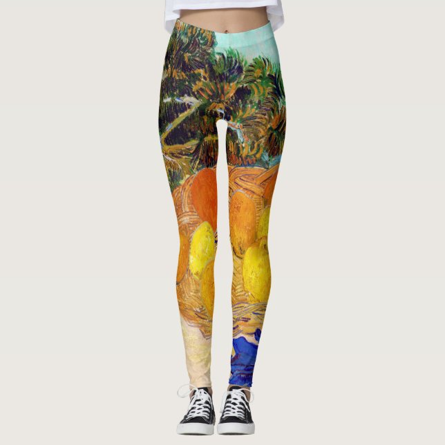 Oranges and Lemons with Blue Gloves, Van Gogh Leggings (Front)