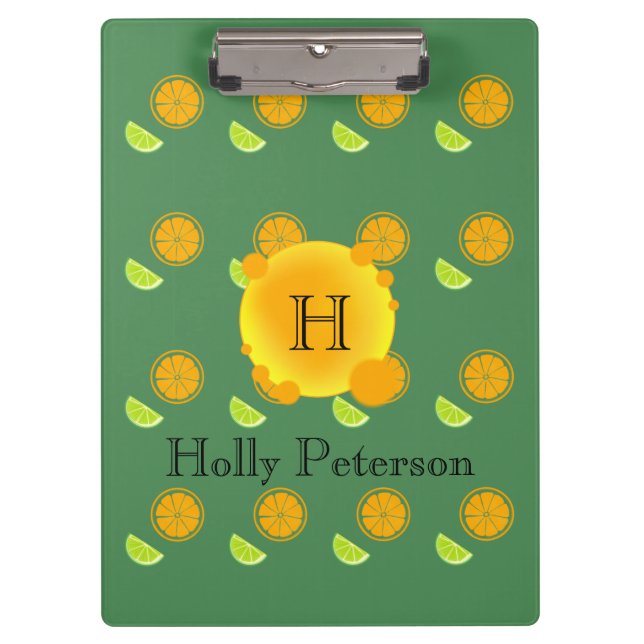 Oranges and Limes in Pretty Monogram Clipboard (Front)